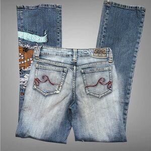 Request Embroidered Flare Jeans